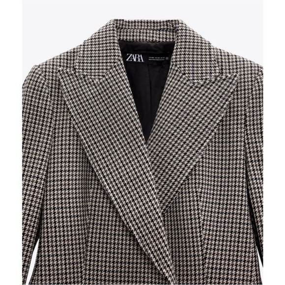 Zara double breasted houndstooth blazer NEW - Picture 4 of 6
